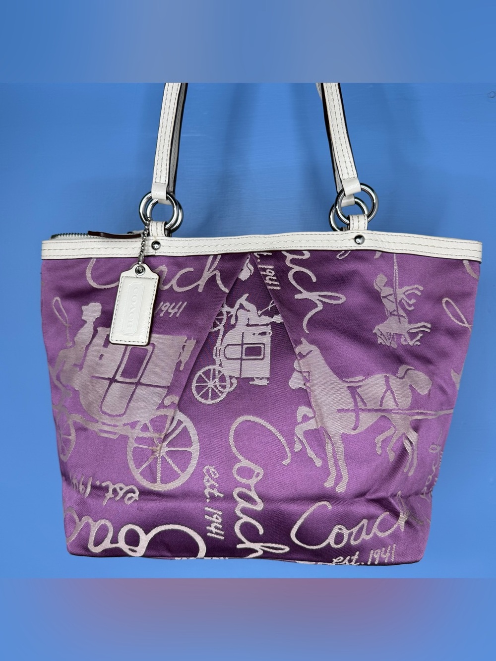 Coach Horse and Carriage Tote Bag Womens Medium Purpl… - Gem